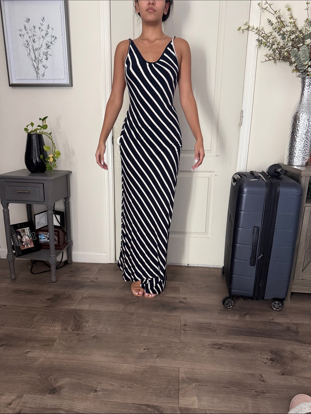 Elegant Striped Maxi Dress